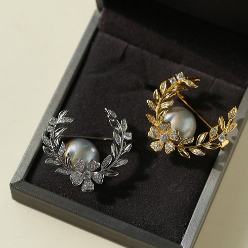 Grey Mabe Pearl Wheat Brooch - Brooch made with hand-selected pearls from House of Pearls
