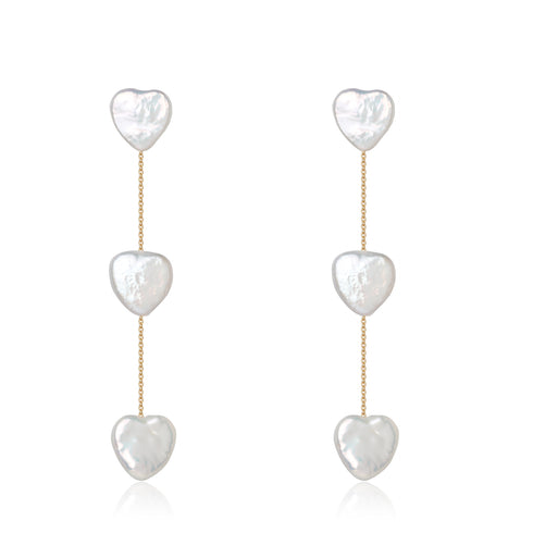 Heart Shape Baroque Pearl Long Earrings - Earrings made with hand-selected pearls from House of Pearls
