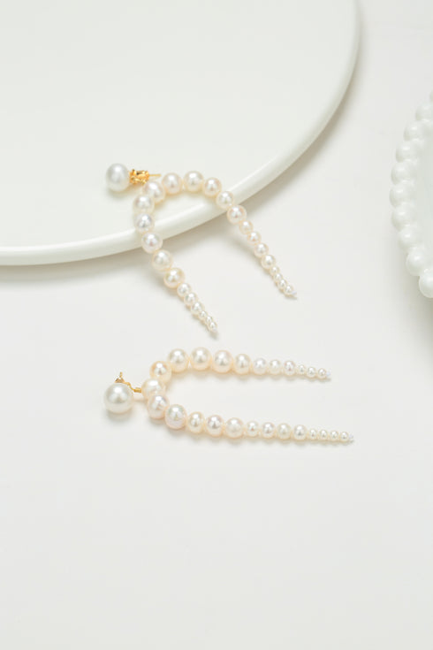 Dynamic White Freshwater Pearl Drop Earrings - Earrings made with hand-selected pearls from House of Pearls