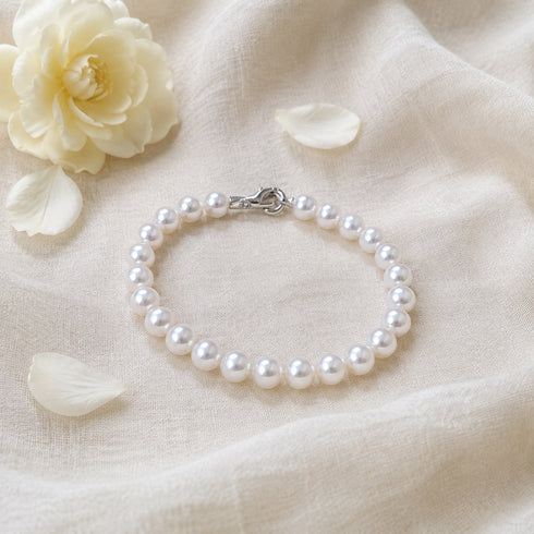 Bracelet of 8-9mm white freshwater pearls with silver clasp House Of Pearls - XM