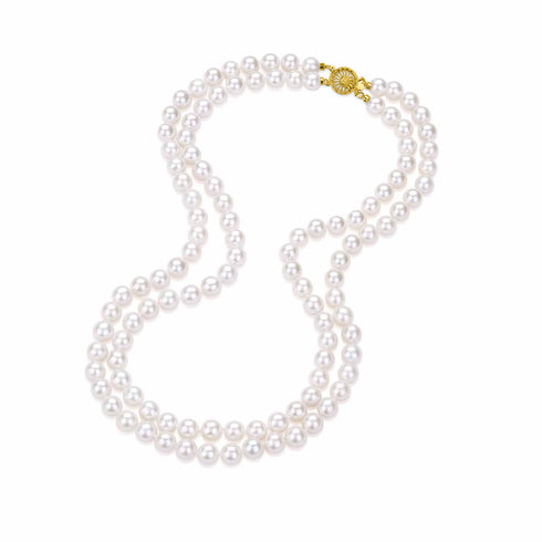 7.5-8.0mm Double Strand White Freshwater Pearl Necklace - Necklaces made with hand-selected pearls from House of Pearls