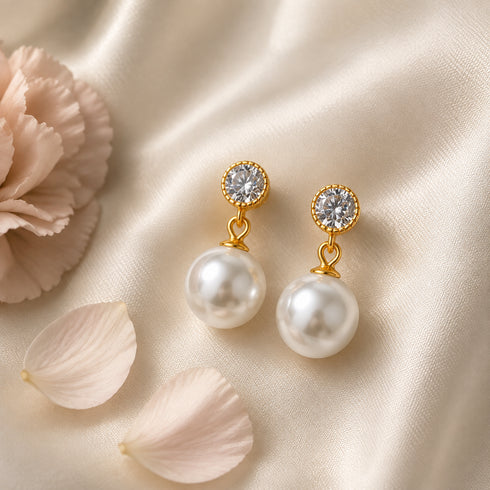 10-11mm Freshwater Edison Pearl Zirconia Earrings