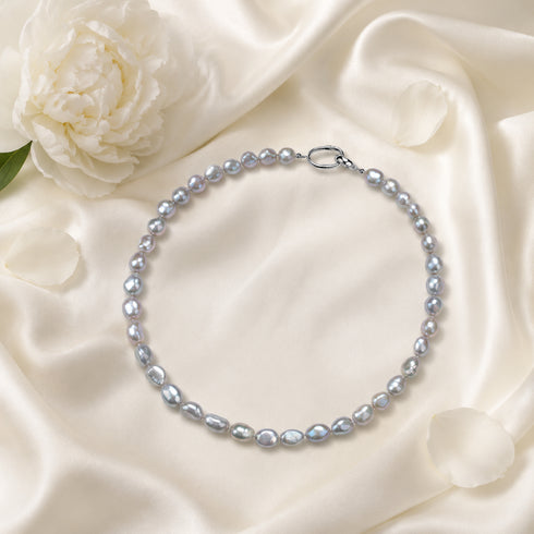 9-10mm Grey Baroque Freshwater Pearl Necklace