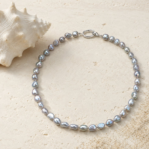 9-10mm Grey Baroque Freshwater Pearl Necklace