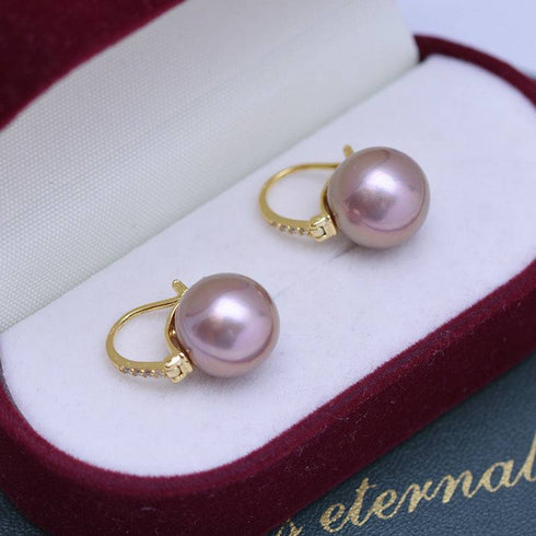 11-12mm Freshwater Pearl Bucket-Shaped Earrings - Earrings made with hand-selected pearls from House of Pearls