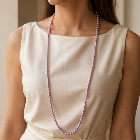 Necklace 35-inch purple freshwater pearl rope by House Of Pearls, AAA Grade
