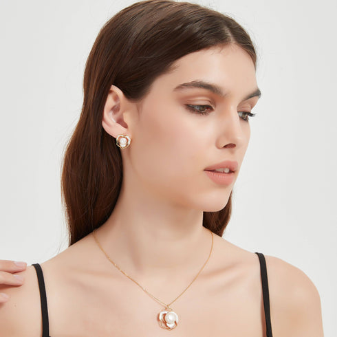 Rose White Mother of Pearls Set - Earrings made with hand-selected pearls from House of Pearls