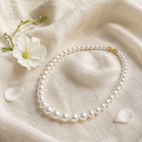 9-10mm White Freshwater Pearl Necklace by House Of Pearls - FT