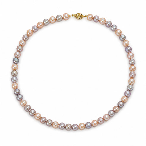 8-9mm Multicolor Freshwater Pearl Strand Necklace by House Of Pearls - FT, gold-tone clasp