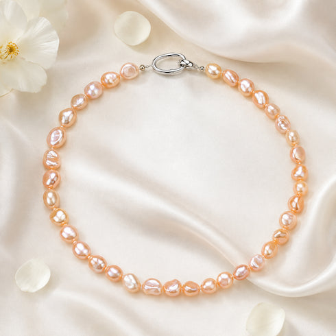 9-10mm Pink Baroque Freshwater Pearl Necklace