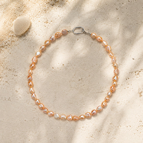 9-10mm Pink Baroque Freshwater Pearl Necklace