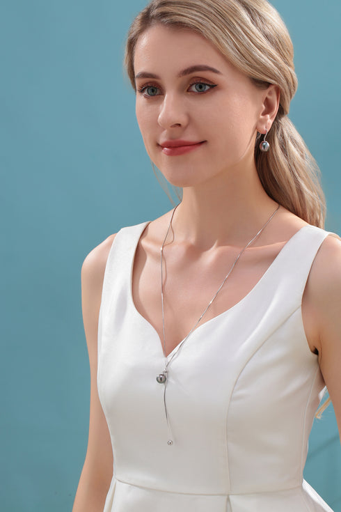 11-12mm Tahitian Pearl Clavicle Chain Necklace - Necklaces made with hand-selected pearls from House of Pearls
