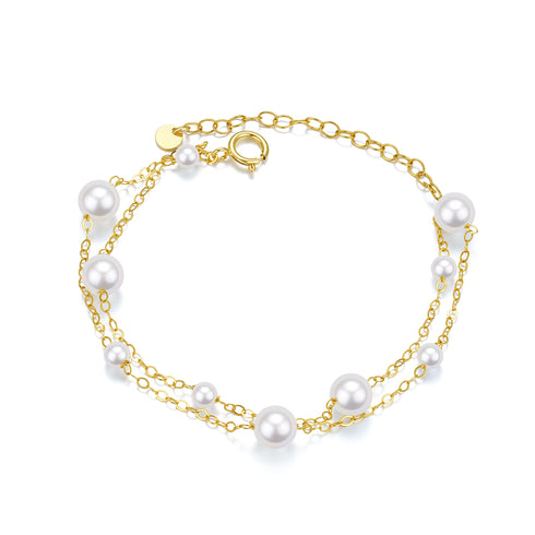 Double Chain Freshwater Bracelet 14K Gold Filled - Bracelets made with hand-selected pearls from House of Pearls