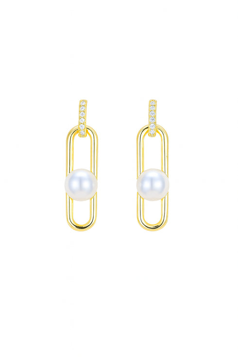 6-7mm Freshwater Pearl Link Drop Earrings