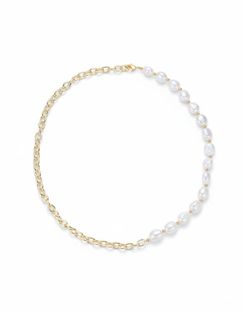 White Baroque Freshwater Pearl Chain Necklace