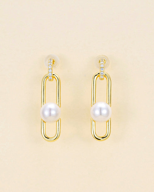 Pearl Link Drop Earrings