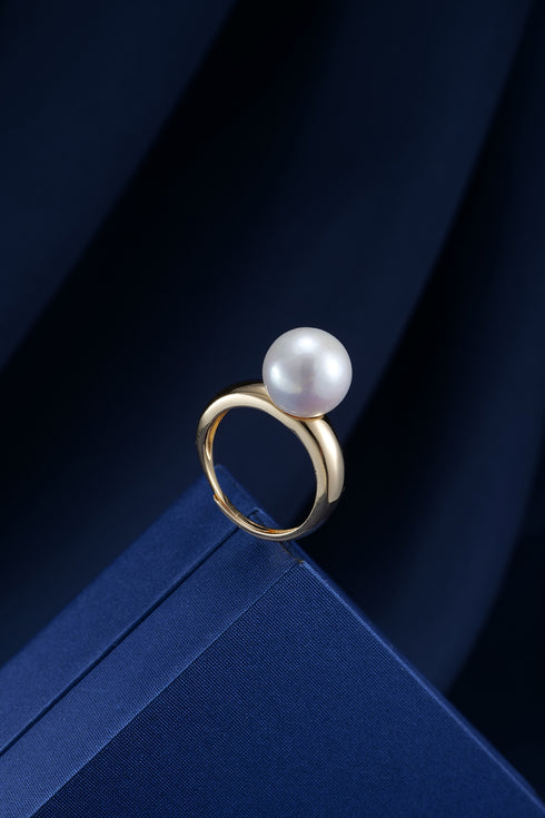 Rings: House Of Pearls gold open ring with a freshwater pearl, size 10–11