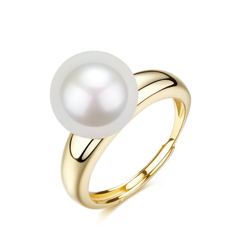 10-11 Classic Freshwater Pearl Gold Ring, open minimalist design on a yellow-gold band
