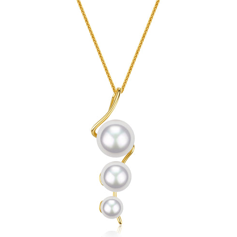 White Akoya Pearl Pendant Necklace 18K Gold