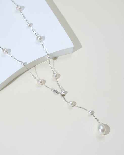 3–4mm Starry Freshwater Pearl with Waterdrop Pendant Necklace - Necklaces made with hand-selected pearls from House of Pearls