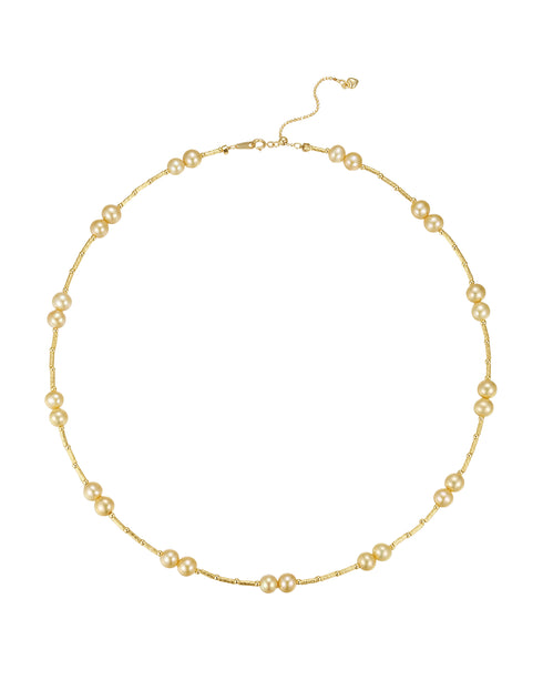 Freshwater Dyed Golden Pearl Gold Tube Necklace - Necklaces made with hand-selected pearls from House of Pearls