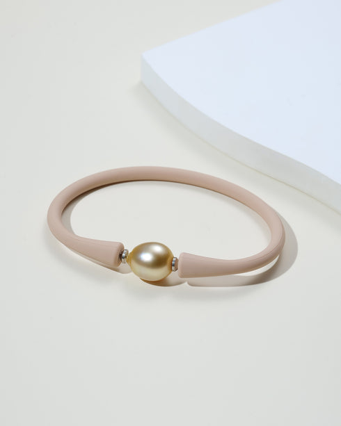 10-12mm South Sea Golden Baroque Pearl Rubber Band Bracelet