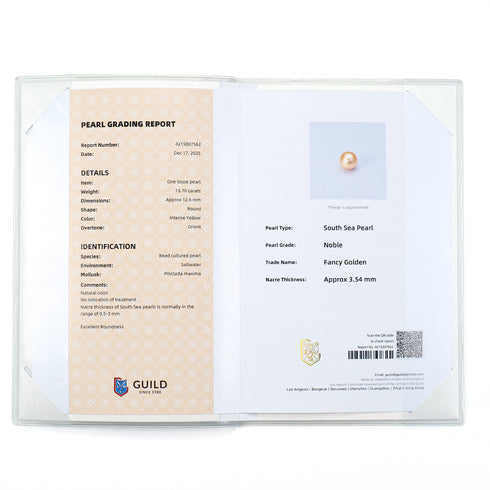 12-13mm Golden South Sea Pearl Classic Solitaire Pendant Necklace - GUILD Certified - Necklaces made with hand-selected pearls from House of Pearls