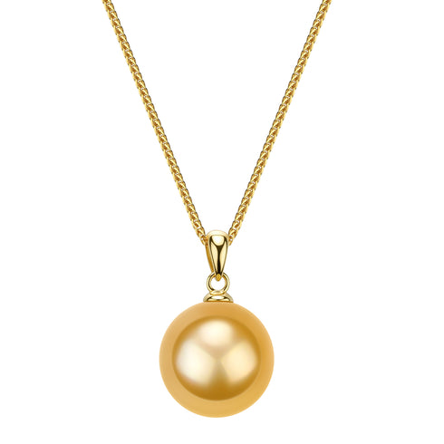 12-13mm Golden South Sea Pearl Classic Solitaire Pendant Necklace - GUILD Certified - Necklaces made with hand-selected pearls from House of Pearls