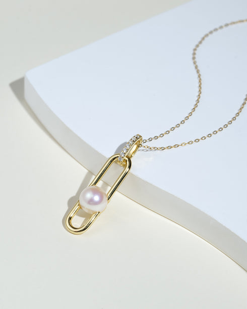 6-7mm Freshwater Pearl Link Pendant Necklace