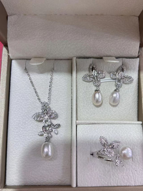 Butterfly Waterdrop Freshwater Pearl Jewelry Set - Sets made with hand-selected pearls from House of Pearls