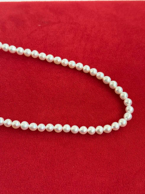 Aurora White freshwater pearl strand necklace, 5-6mm pearls, by House of Pearls - JG