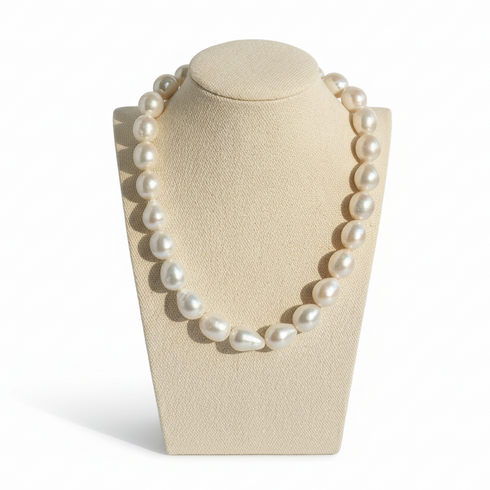 12-13mm White Large Baroque Freshwater Pearl Necklace - Necklaces made with hand-selected pearls from House of Pearls