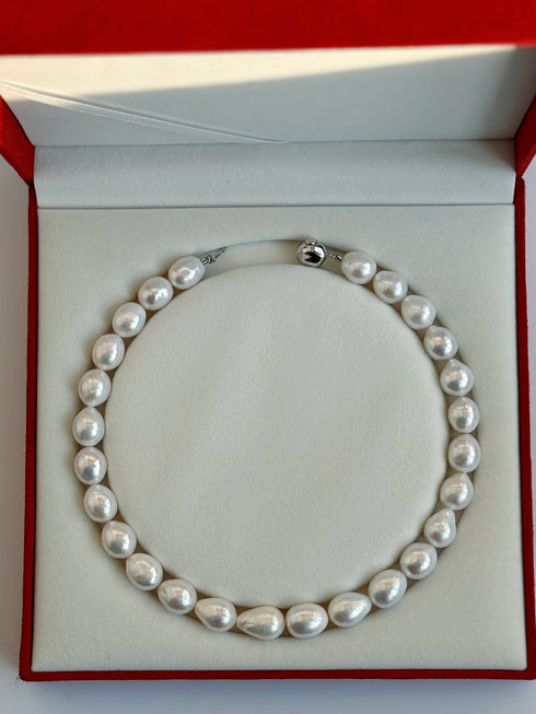 12-13mm White Large Baroque Freshwater Pearl Necklace