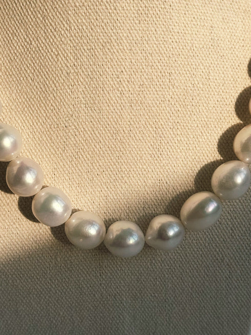 12-13mm White Large Baroque Freshwater Pearl Necklace