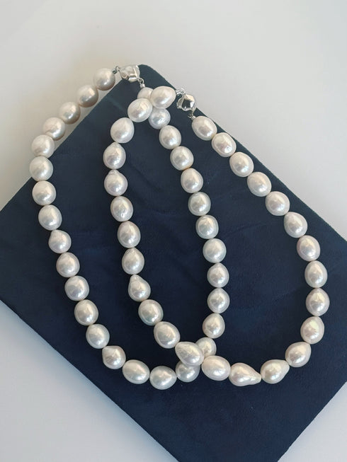 12-13mm White Large Baroque Freshwater Pearl Necklace