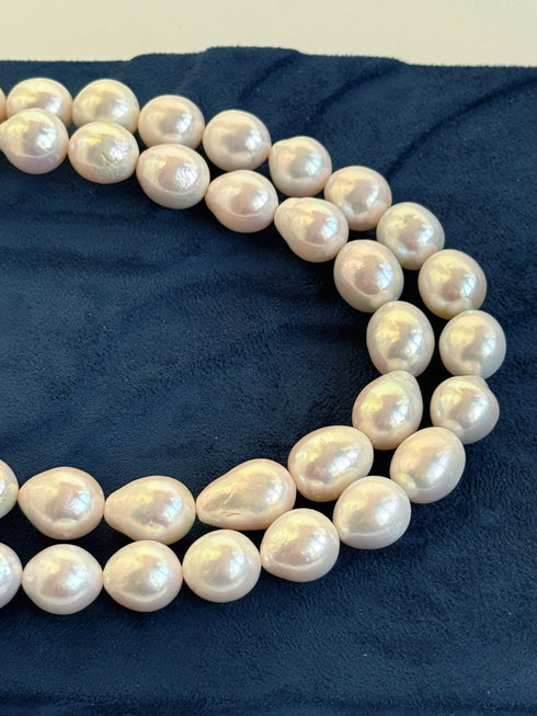 12-13mm White Large Baroque Freshwater Pearl Necklace