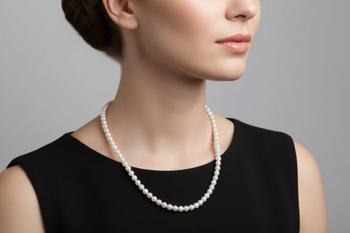 5-6mm Aurora White Freshwater Pearl Strand Necklace