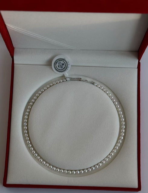 5-6mm Aurora White freshwater pearl strand necklace, certified, House Of Pearls - JG