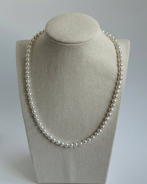5-6mm Aurora White Freshwater Pearl Strand Necklace