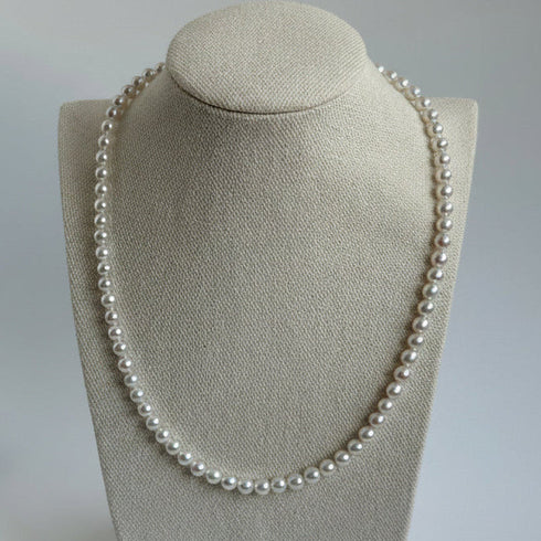 Pearl necklace, 5-6mm Aurora White freshwater pearls, certified, House Of Pearls