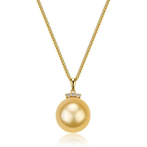 Royal Crown Golden South Sea Pearl 18K Gold Pendant Necklace - Necklaces made with hand-selected pearls from House of Pearls