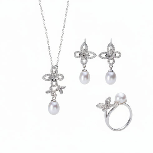 Butterfly Waterdrop Freshwater Pearl Jewelry Set - Sets made with hand-selected pearls from House of Pearls