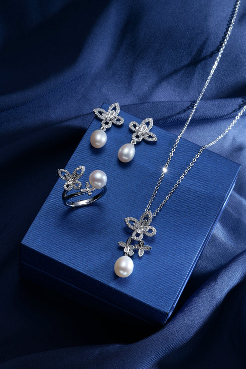 Butterfly Waterdrop Freshwater Pearl Jewelry Set - Sets made with hand-selected pearls from House of Pearls