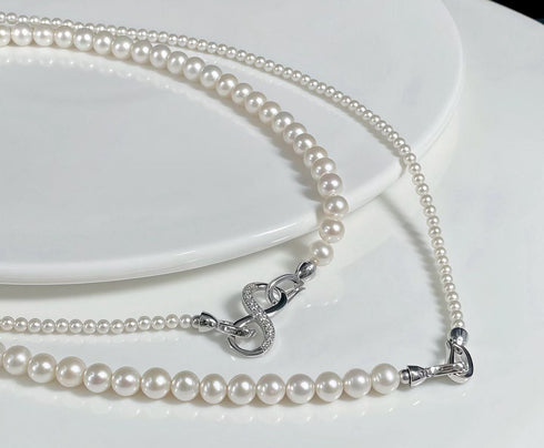 Versa Infinity dual-strand freshwater pearl necklace with a silver infinity clasp