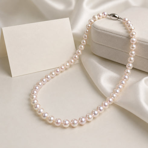Akoya pearl strand necklace, rosé, 7.0–7.5mm, House Of Pearls HB