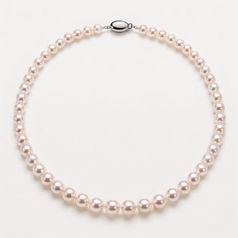 Pearl strand necklace with 7.0–7.5mm Japanese Akoya rosé pearls