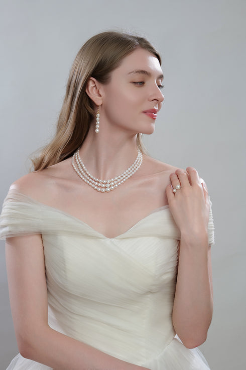 Layered Gradient Freshwater Rice Pearl Necklace - Necklaces made with hand-selected pearls from House of Pearls