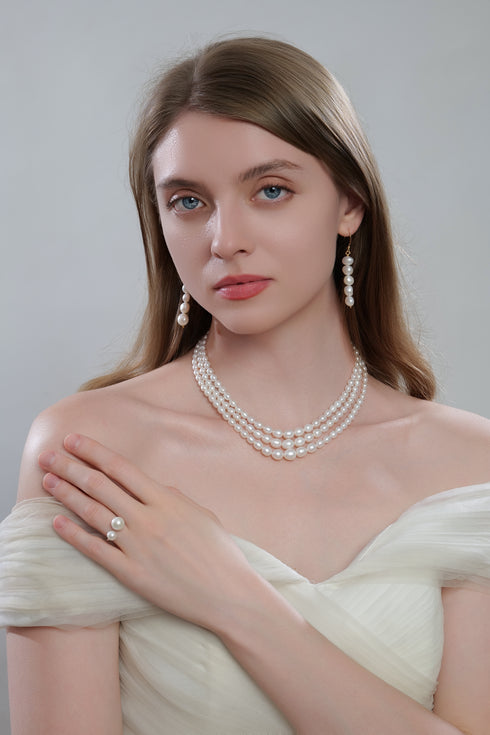 Layered Gradient Freshwater Rice Pearl Necklace - Necklaces made with hand-selected pearls from House of Pearls