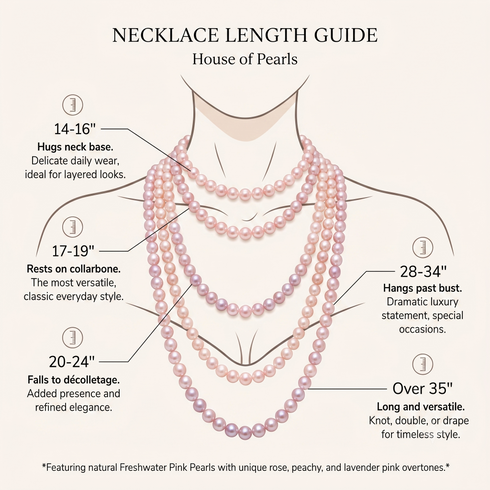 Classic pink freshwater pearl necklace with multiple length strands by House Of Pearls -JT.