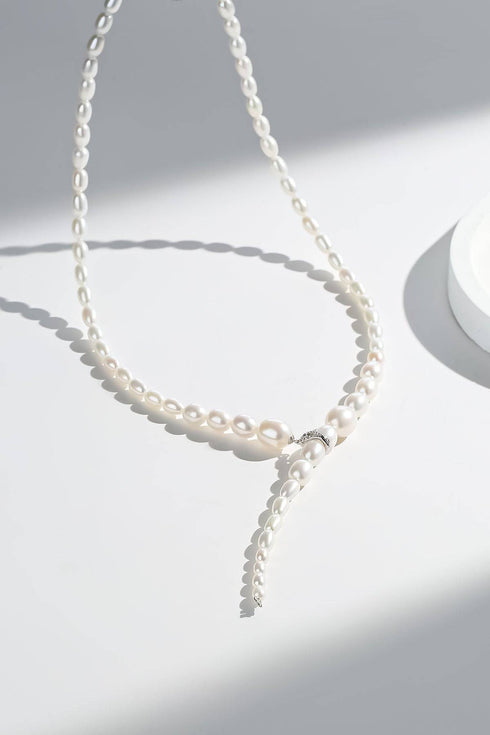 3-7mm Freshwater Snake Style Rice Pearl Necklace - House Of Pearls